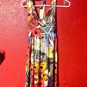 Ingear Multicolor Dress with Red and Blue Accents